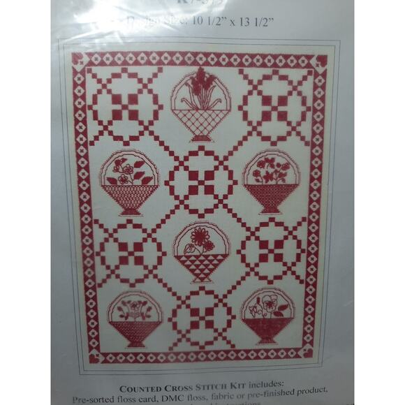 The Design Connection Counted Cross Stitch Kit Redwork Sampler 10.5x13.5 - Picture 2 of 5